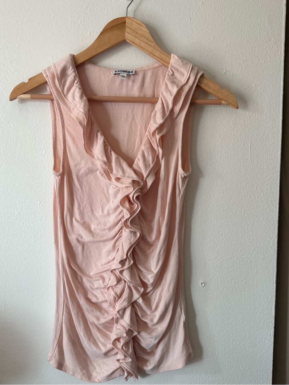 Y2K Express Blush Pink Ruffle V-Neck Sleeveless Camisole